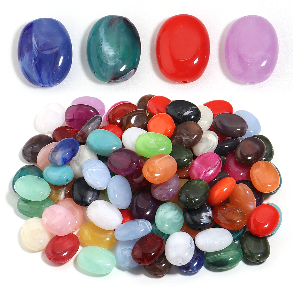 Vintage Collectible Marbles - 20 szt. Płaskie Owalne Akrylowe Koraliki