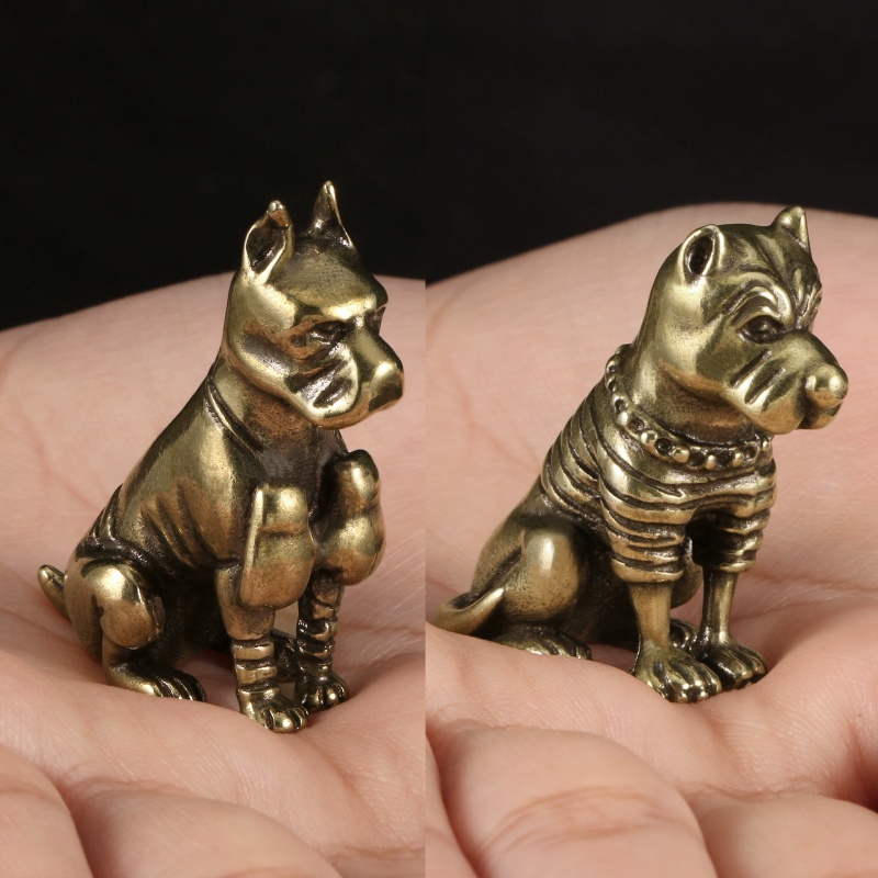 Vintage Collectible Christmas Ornaments - Figurka Pitbulla z Mosiądzu w Stylu