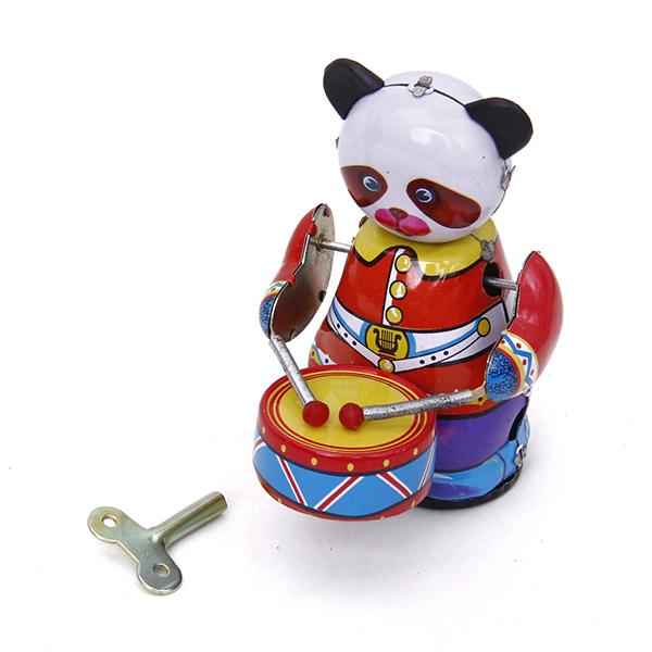 Vintage And Collectible Toys - Nakręcana Panda Perkusista na Zegar, Zabawka