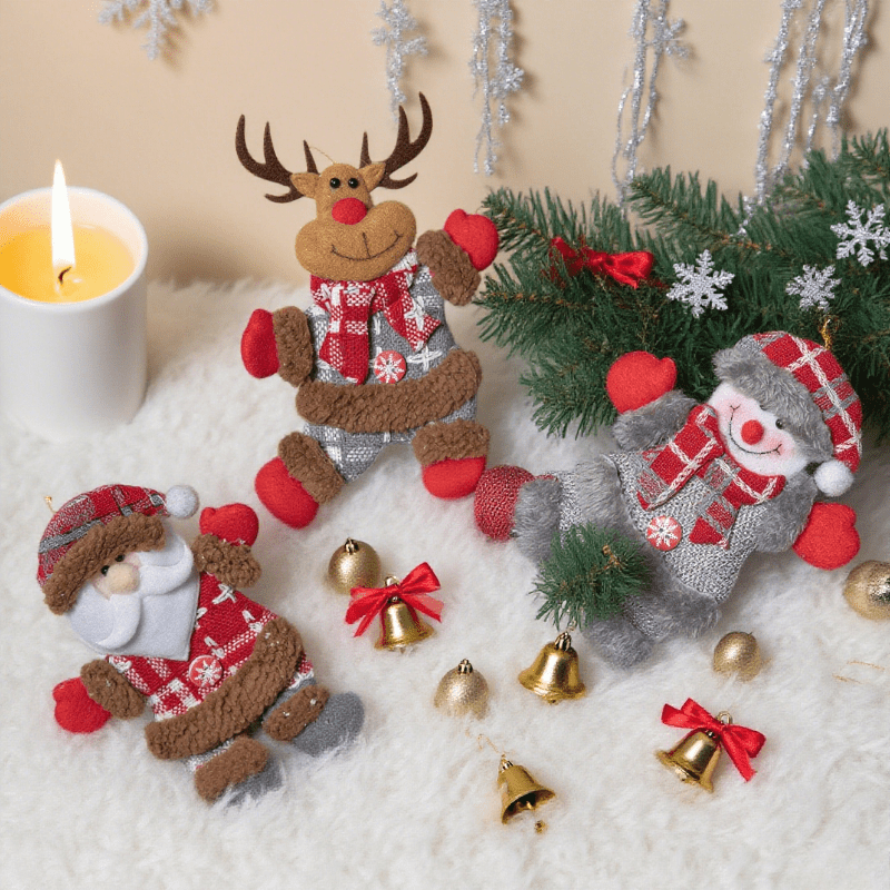 Vintage Collectible Santa - 3-częściowy zestaw losowo stylizowanych ozdób wiszących