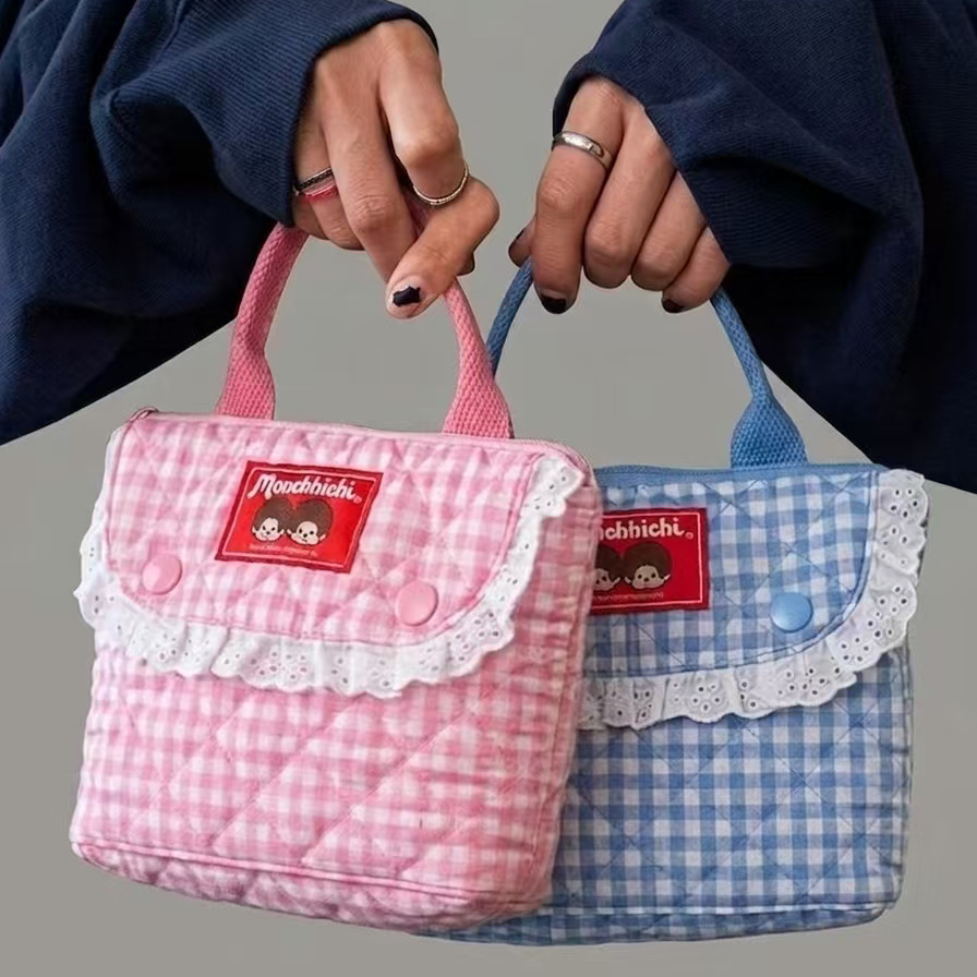 Vintage Item - Vintage'owa kosmetyczka w kratę z motywem