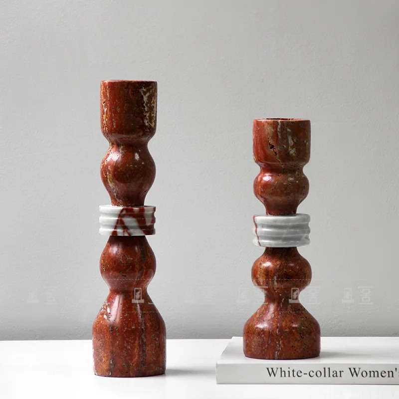 Vintage Collectible Marbles - Marmurowy świecznik w stylu vintage, dekoracja