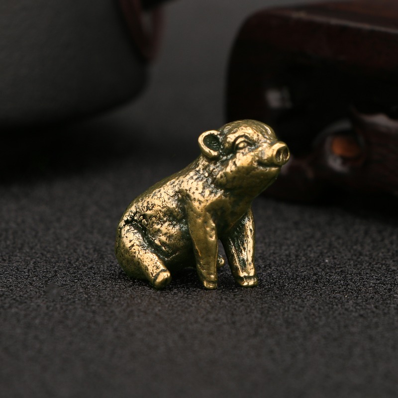 Vintage Collectible Christmas Ornaments - Retro Chiński Zodiak Świnia Postarzana Antykowana