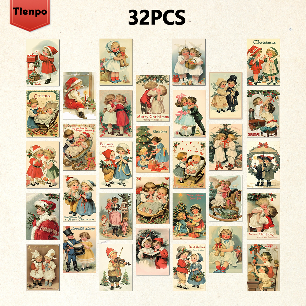 Vintage Collectible Santa - 32 szt., vintage pocztówki świąteczne, Święty