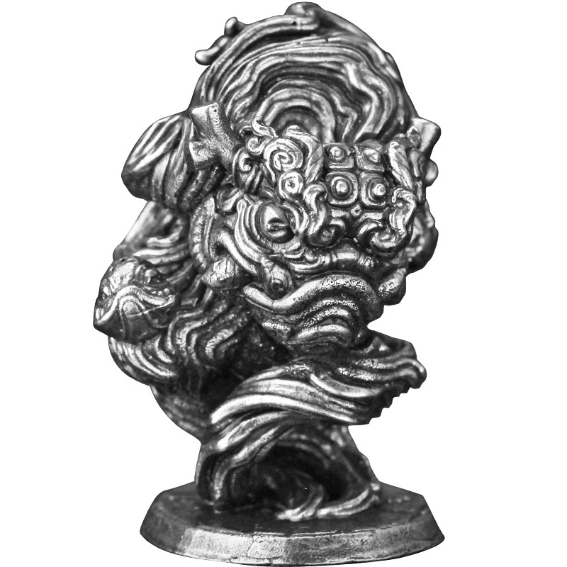 Vintage Collectible Christmas Ornaments - Biała miedziana chińska figurka lwa, miniatura