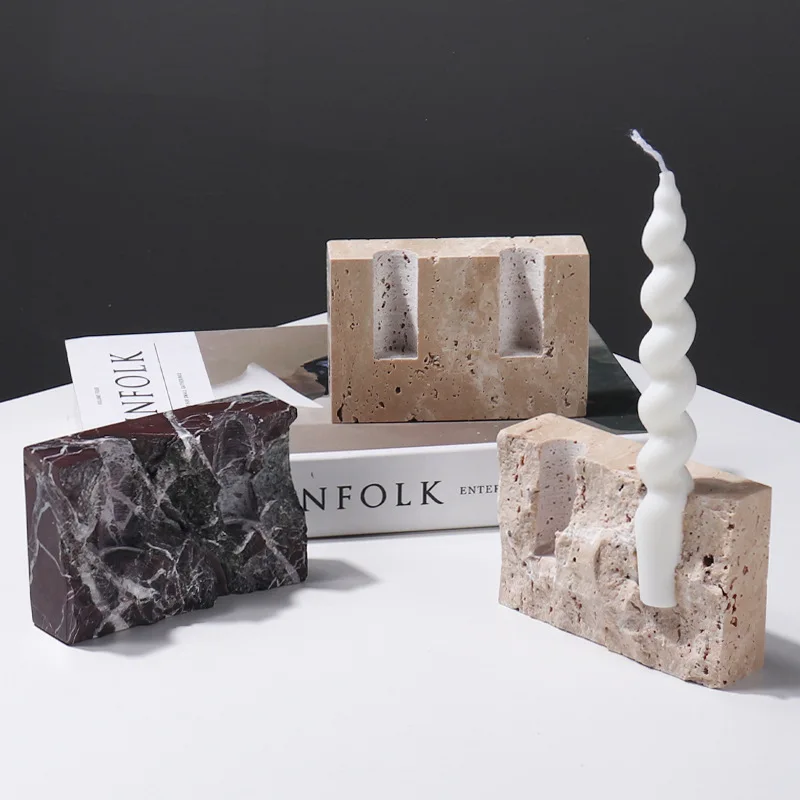 Naturalny marmurowy świecznik, – Vintage Collectible Marbles recenzja i cena