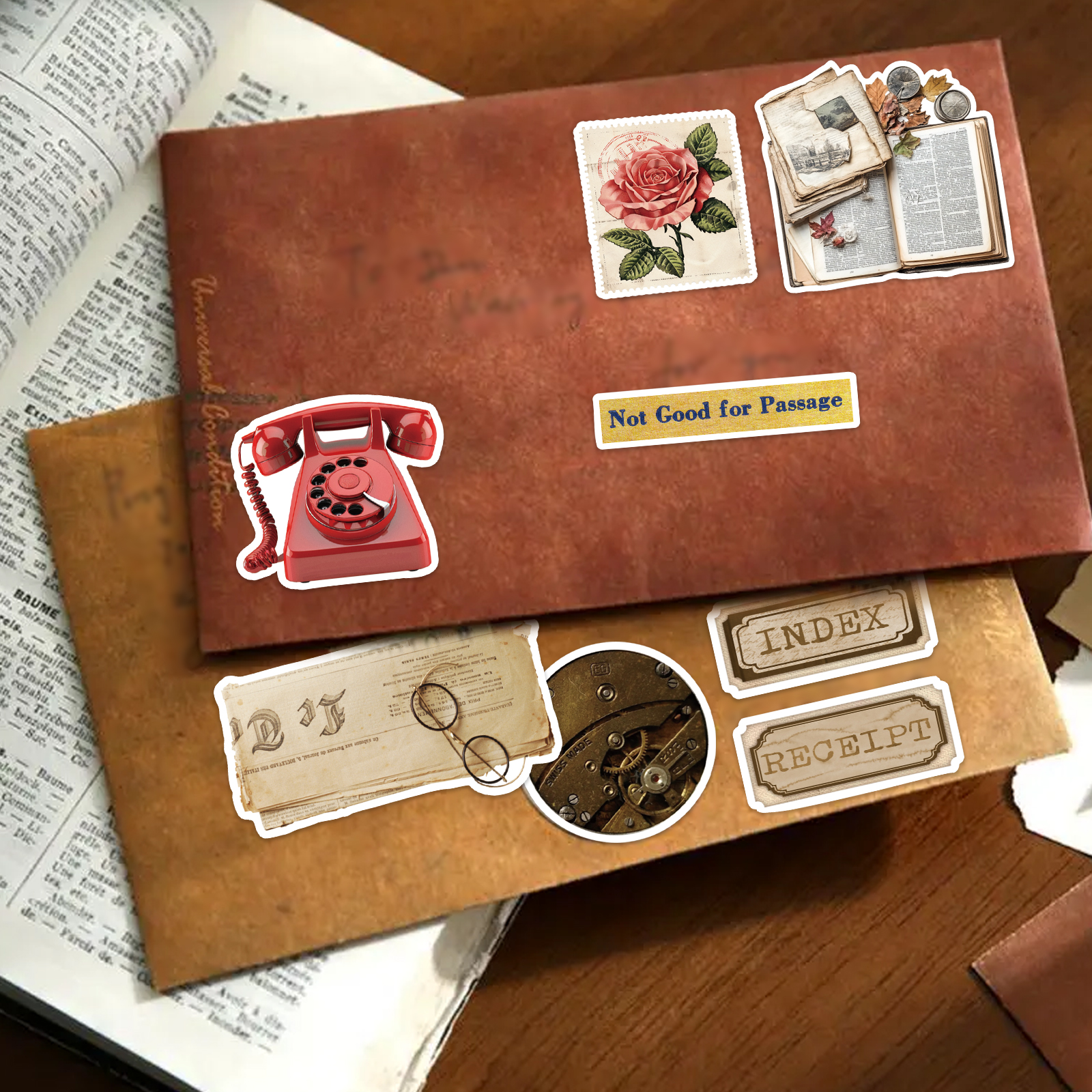 Naklejki w stylu vintage, nakl – Vintage Collectible Books recenzja i cena